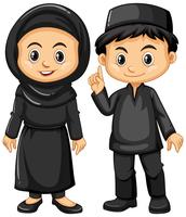 Indonesian boy and girl in black costumes vector