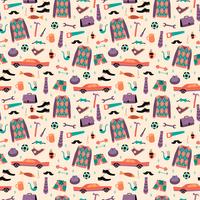 Vector seamless pattern with mans things. Happy Fathers Day concept.