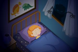 A girl sleeping nightmare vector