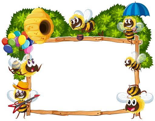 Border template with bees flying