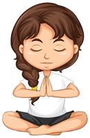 A girl meditating on white background vector