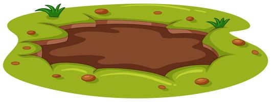 Muddy puddle on the ground vector