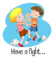Wordcard for have a fight with two boys fighting vector