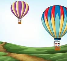 Hot air balloon in nature vector