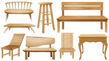 Different designs of wooden chairs vector