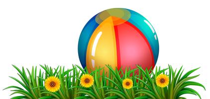 A ball near the green plants with flowers vector