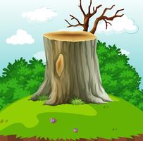 Background scene with log in the field vector