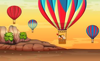 Hot air balloon in desert vector