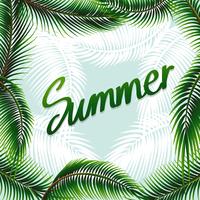 Summer theme background with green leaves vector