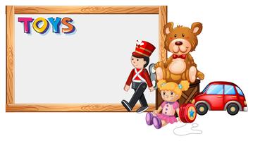 Board template with cute toys vector