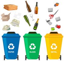 Set of different trash bin vector