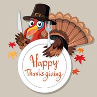 Happy Thanksgiving turkey card vector