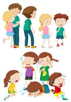 Kids in different emotions vector