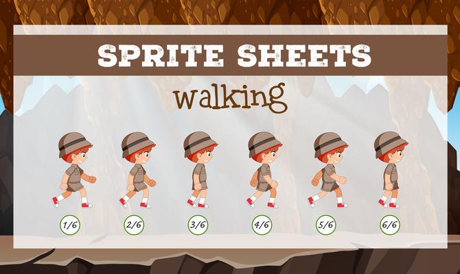 Sprite sheet boy walking