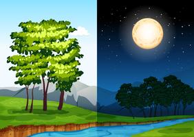 Set of daytime and nightime scenes vector