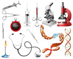 Conjunto de herramientas y equipos de laboratorio. vector