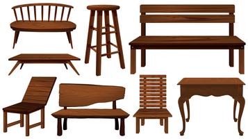 Different designs of chairs made of wood vector
