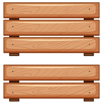 Wooden boards on white background