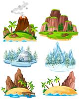 Set of places in diffrent season vector