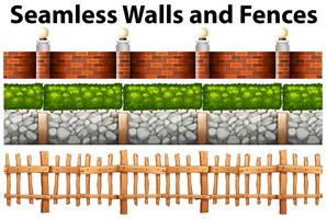 Seamless walls and fences in many designs vector