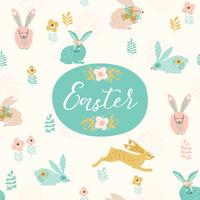 Happy Easter. Vector template with easter bunnie for card, poster, flyer and other users