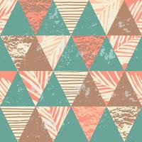 Trendy seamless exotic pattern with palm and geometric elements. vector