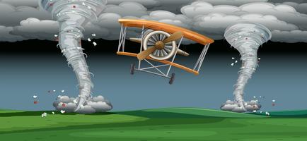 Airplane flying in bad weather vector