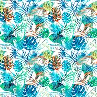 Seamless exotic pattern with tropical leaves. vector