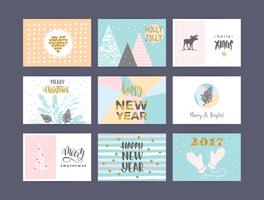 Set of artistic creative Merry Christmas and New Year vector