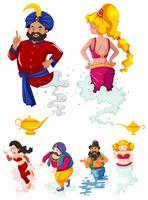 Different characters of ginnies and the lamp vector