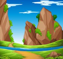 Scene with river and mountain vector