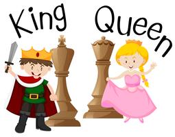 King and queen with chess game vector