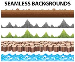 Seamless backgrounds with mountains and ocean vector