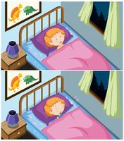 Un conjunto de niña durmiendo vector