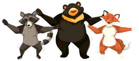 Animals dancing white background vector