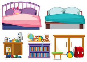 Bedroom objects white background vector