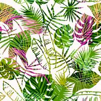 Seamless exotic pattern with tropical plants. vector