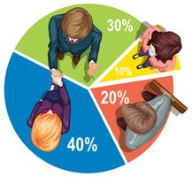 Infografía con personas y piechart. vector