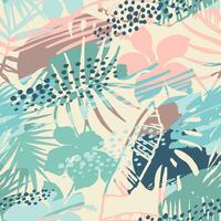 Seamless exotic pattern with tropical plants. vector