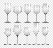 Different types of wine glasses vector