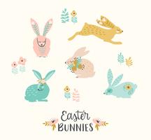 Happy Easter. Vector set of easter bunnie for card, poster, flyer and other users.