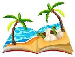 Open book of turtle hatchlings  vector