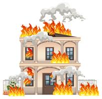 Isolated modern house on fire vector