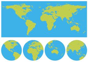 Mapas del mundo en muchos diseños.