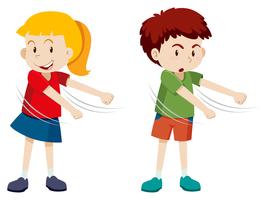 Boy and girl floss dance vector