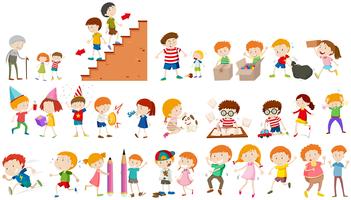 Niños realizando diferentes actividades. vector