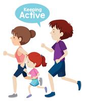 Active family running on white background vector
