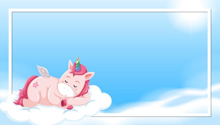 Unicorn sleeping on cloud border