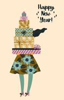 Navidad y feliz año nuevo ilustración. Estilo retro de moda. vector