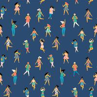 Vector illustration of dancing women. Seamless pattern.